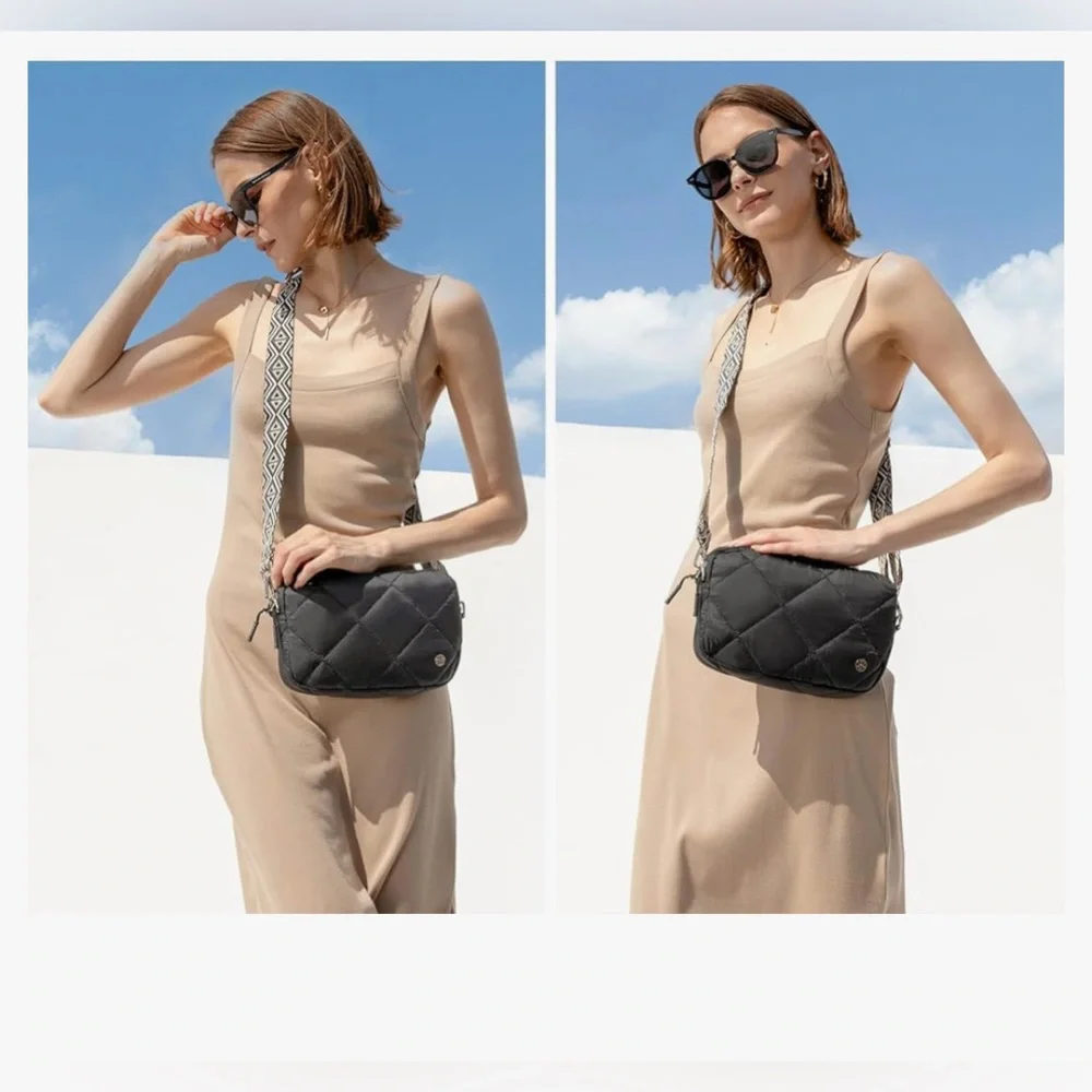 Telena | Quilted Crossbody Shoulder Puffer Lightweight Black Bag | NWOT NEW